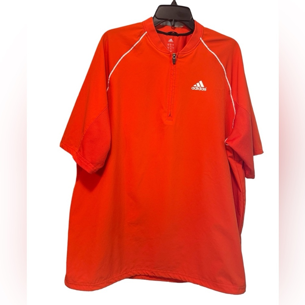 Adidas ‎ mens 1/4 zip orange vented activewear shirt​